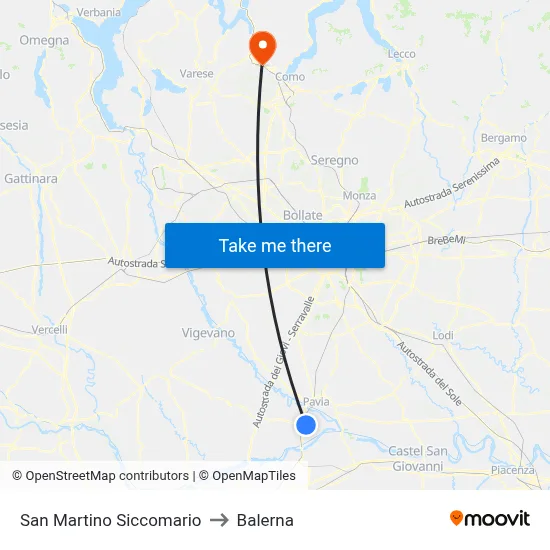 San Martino Siccomario to Balerna map