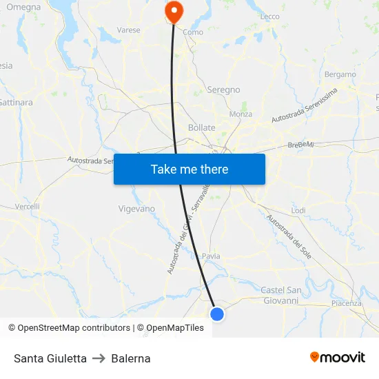 Santa Giuletta to Balerna map