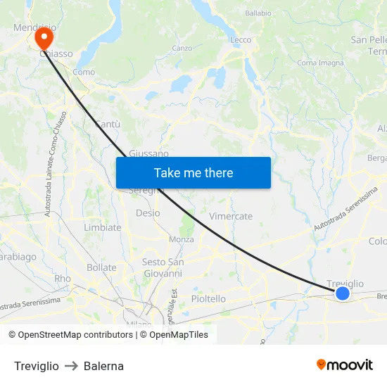 Treviglio to Balerna map