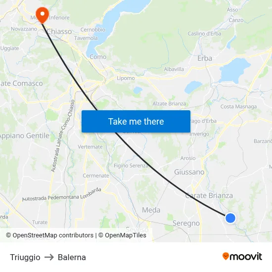 Triuggio to Balerna map