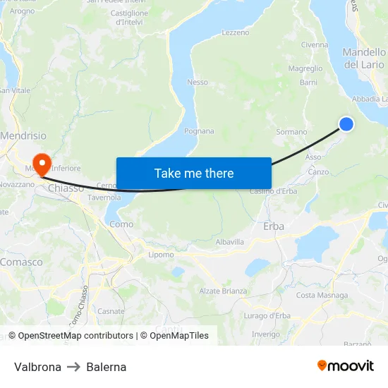 Valbrona to Balerna map