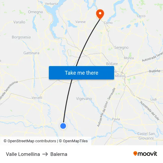 Valle Lomellina to Balerna map
