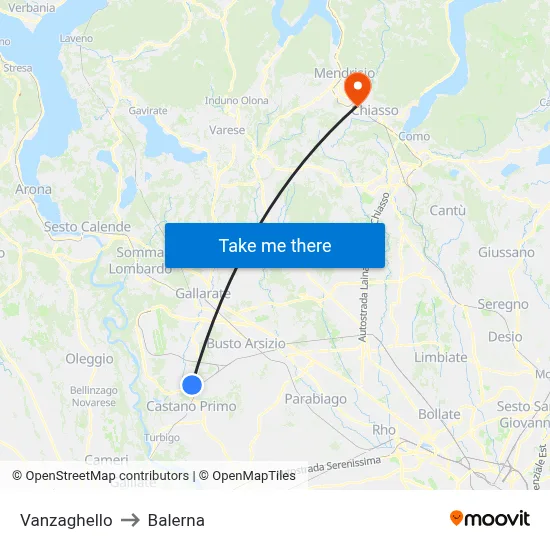 Vanzaghello to Balerna map