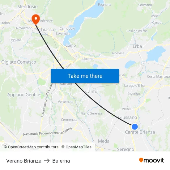 Verano Brianza to Balerna map