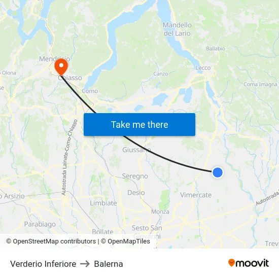 Verderio Inferiore to Balerna map