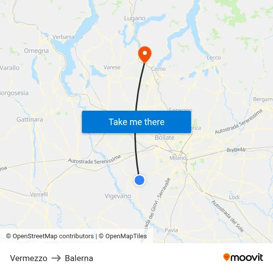 Vermezzo to Balerna map