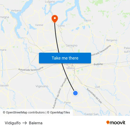 Vidigulfo to Balerna map