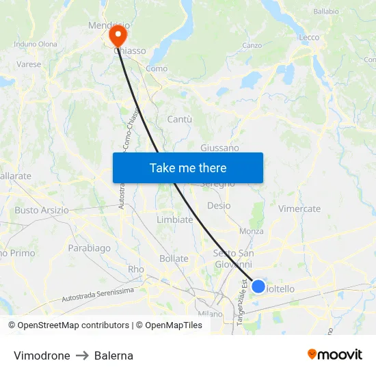 Vimodrone to Balerna map