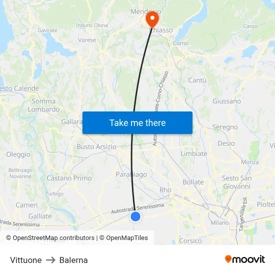 Vittuone to Balerna map