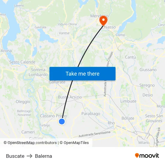 Buscate to Balerna map