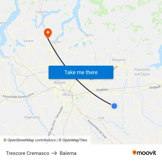 Trescore Cremasco to Balerna map