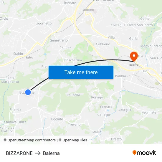 BIZZARONE to Balerna map