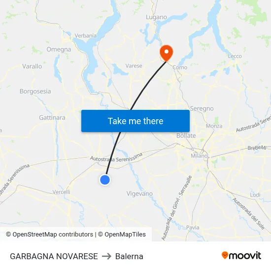 Garbagna Novarese to Balerna map