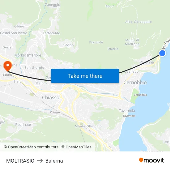 Moltrasio to Balerna map