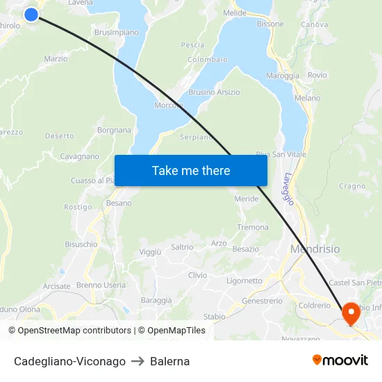 Cadegliano-Viconago to Balerna map