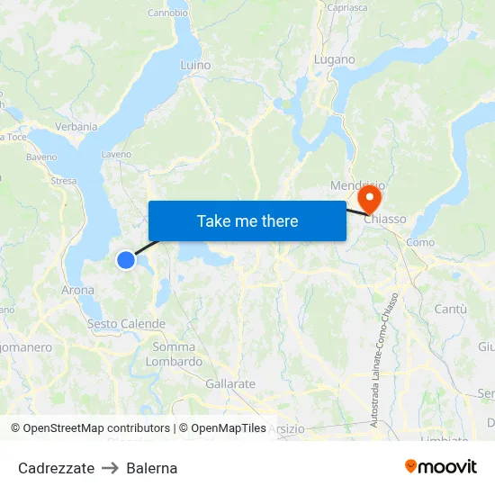 Cadrezzate to Balerna map