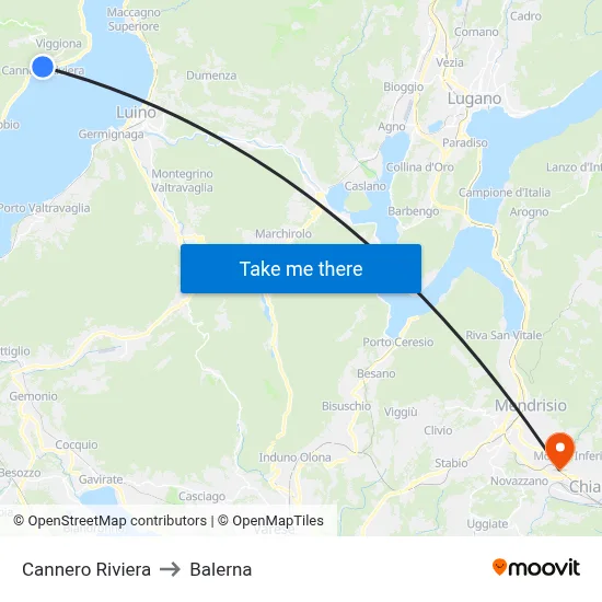 Cannero Riviera to Balerna map