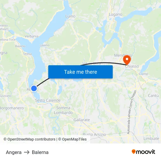 Angera to Balerna map