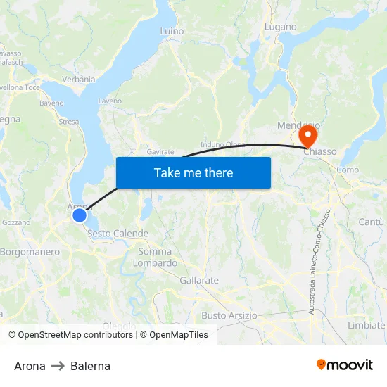 Arona to Balerna map