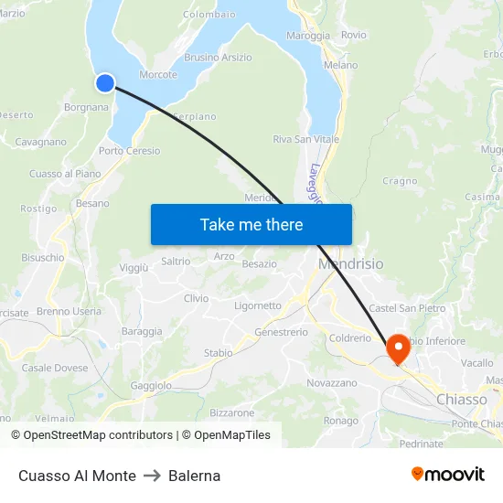 Cuasso Al Monte to Balerna map