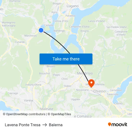 Lavena Ponte Tresa to Balerna map