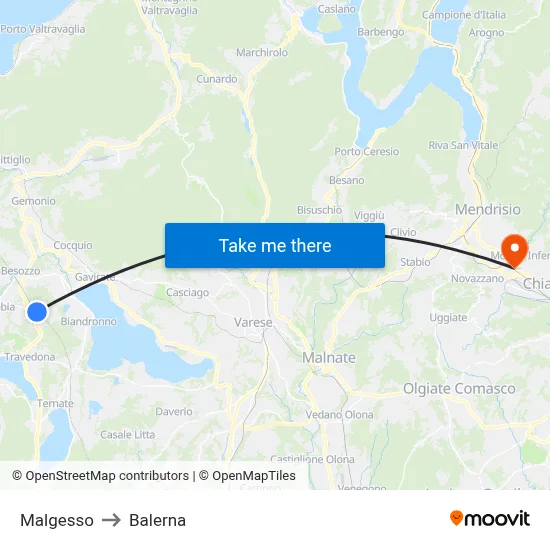 Malgesso to Balerna map