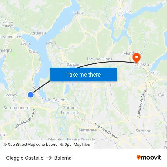 Oleggio Castello to Balerna map