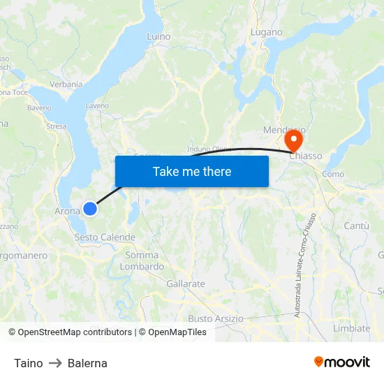 Taino to Balerna map