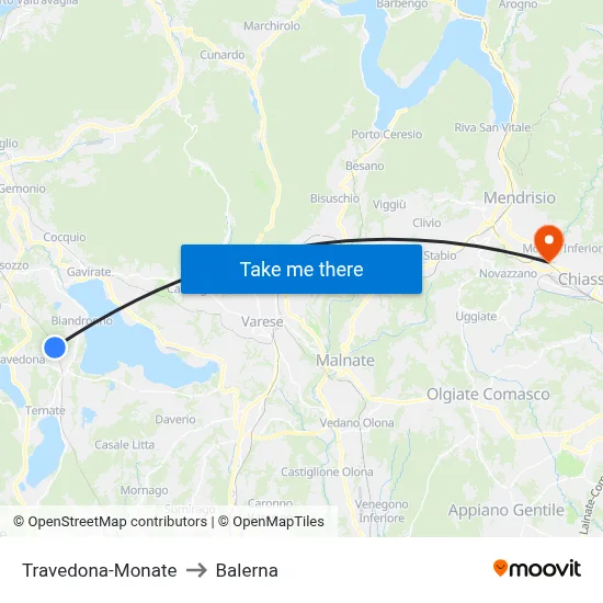 Travedona-Monate to Balerna map