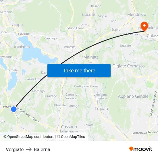 Vergiate to Balerna map