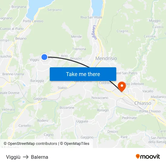 Viggiù to Balerna map