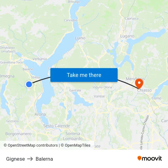 Gignese to Balerna map