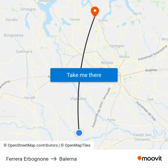 Ferrera Erbognone to Balerna map