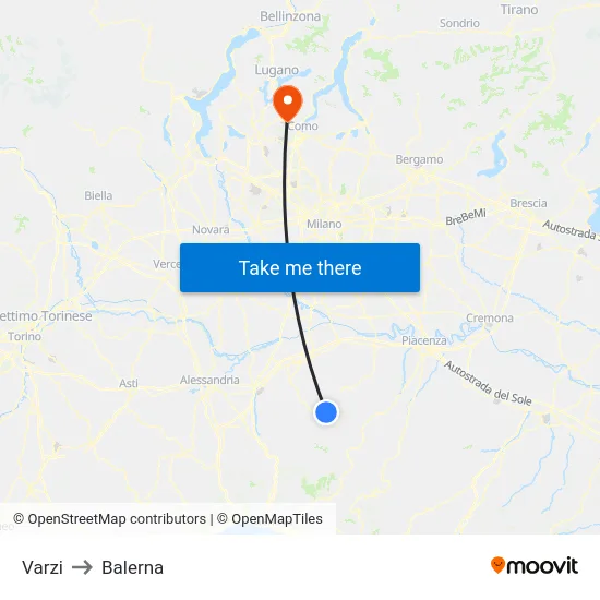 Varzi to Balerna map