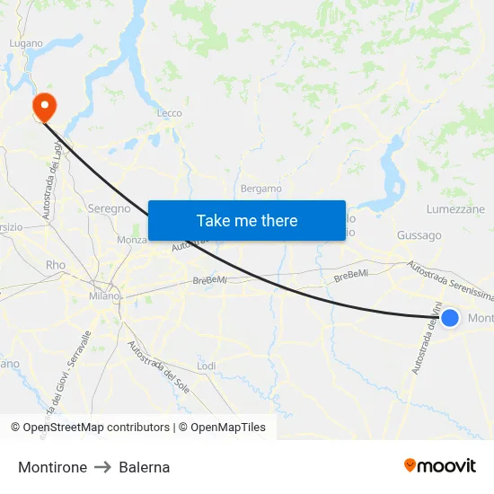 Montirone to Balerna map