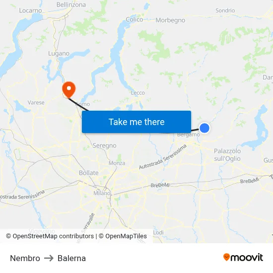 Nembro to Balerna map