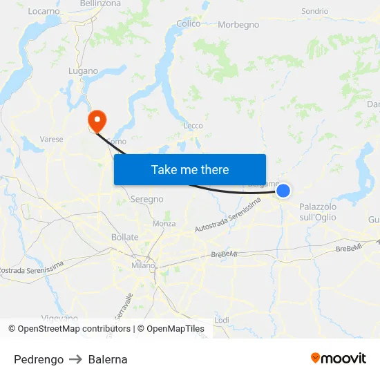 Pedrengo to Balerna map