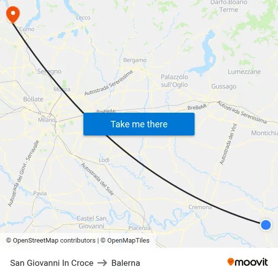 San Giovanni In Croce to Balerna map