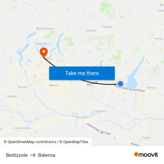 Bedizzole to Balerna map