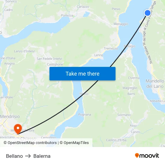 Bellano to Balerna map