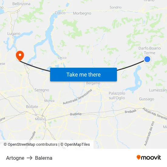 Artogne to Balerna map