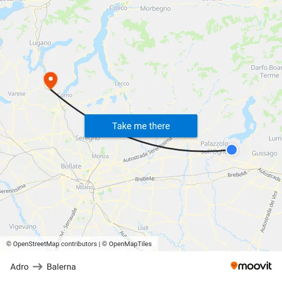 Adro to Balerna map