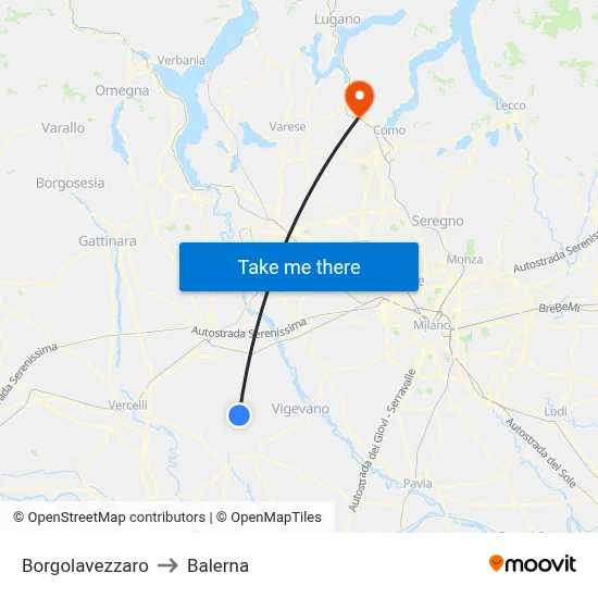 Borgolavezzaro to Balerna map