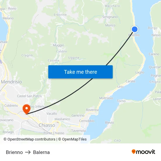 Brienno to Balerna map