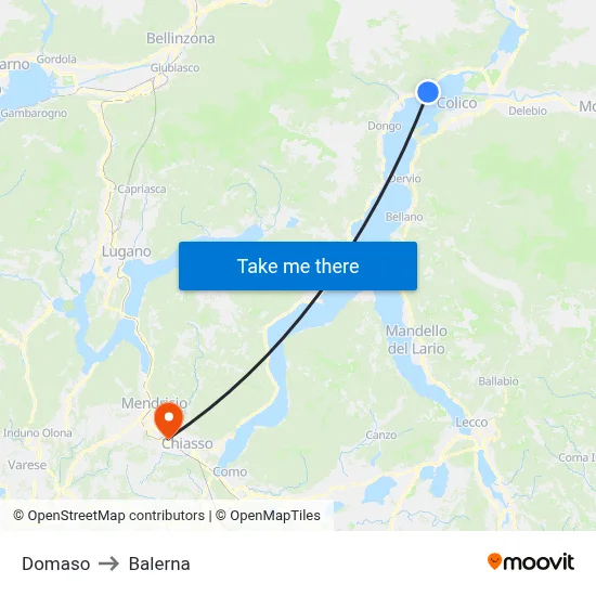 Domaso to Balerna map