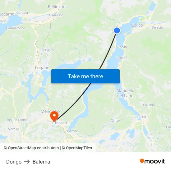 Dongo to Balerna map