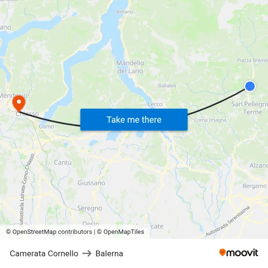Camerata Cornello to Balerna map