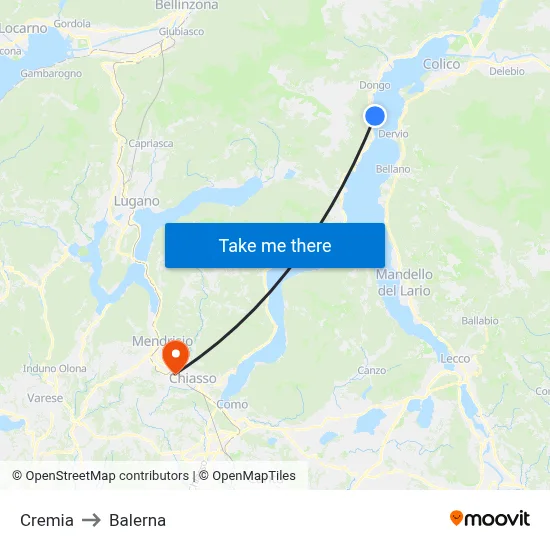 Cremia to Balerna map