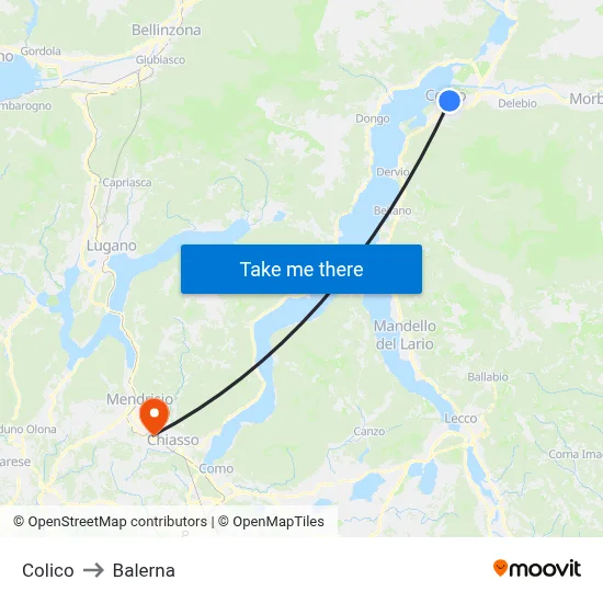 Colico to Balerna map