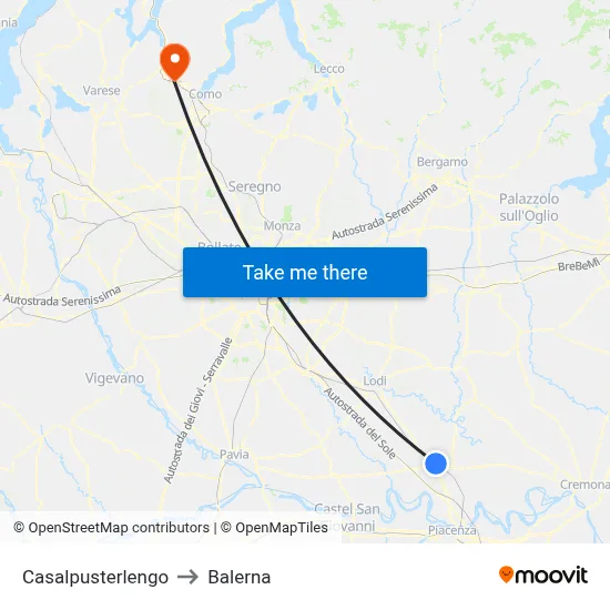 Casalpusterlengo to Balerna map